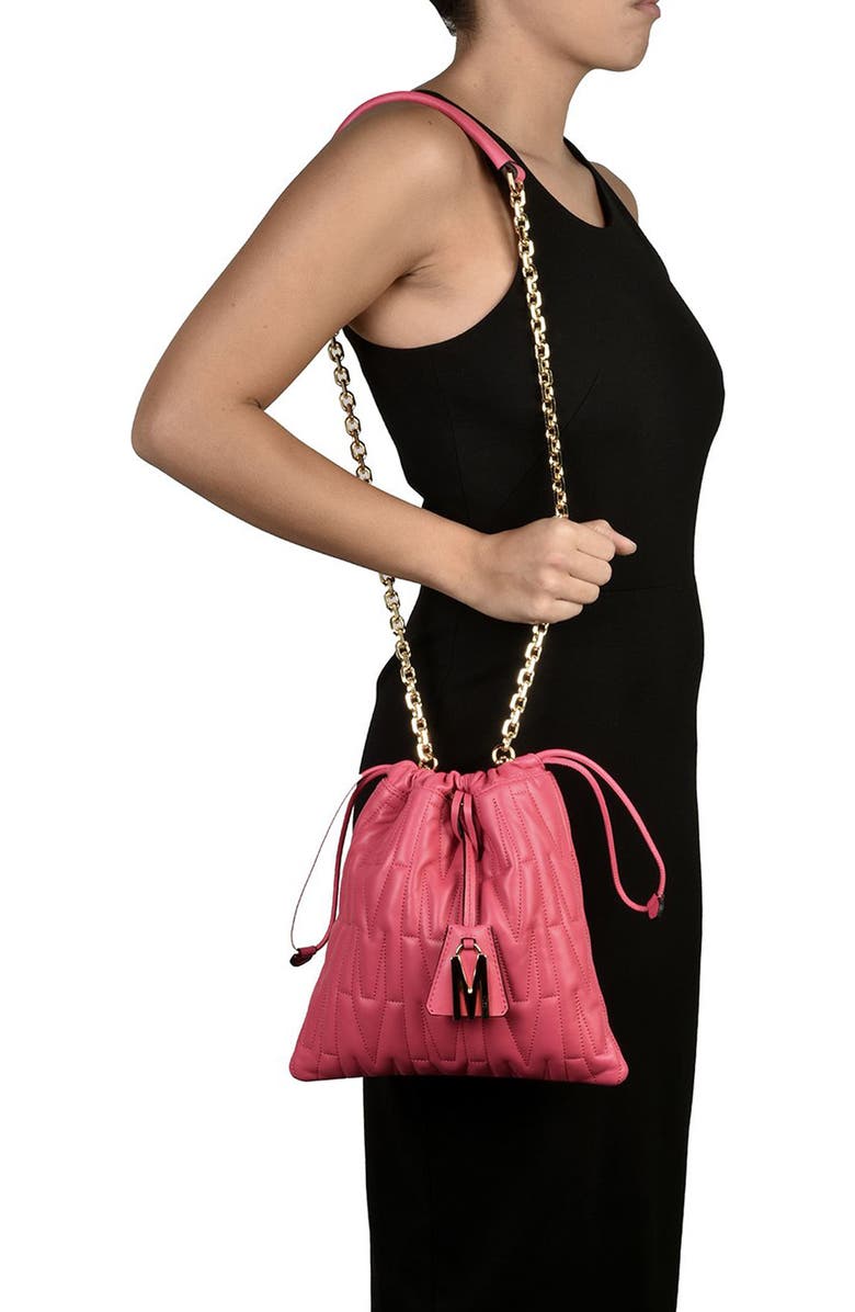 Moschino M Quilted Leather Shoulder Bag, Alternate, color,