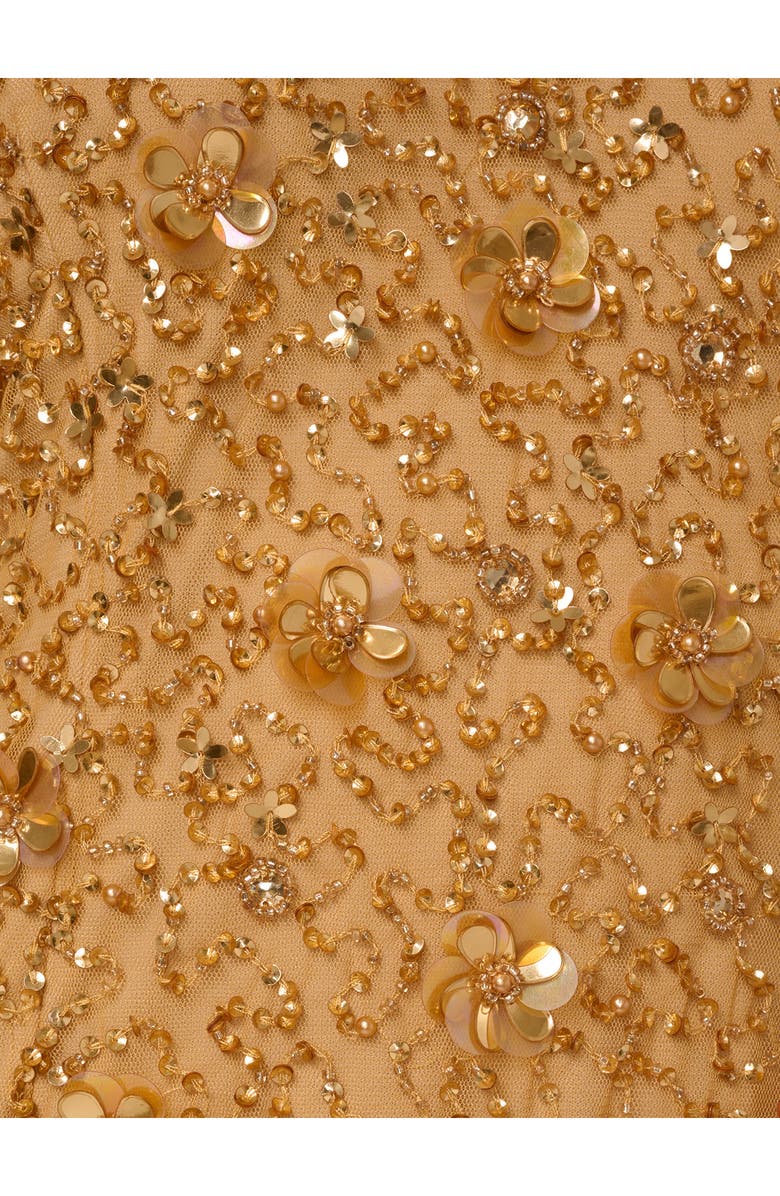 Adrianna Papell Beaded Sleeveless Column Gown, Alternate, color, Golden Ray