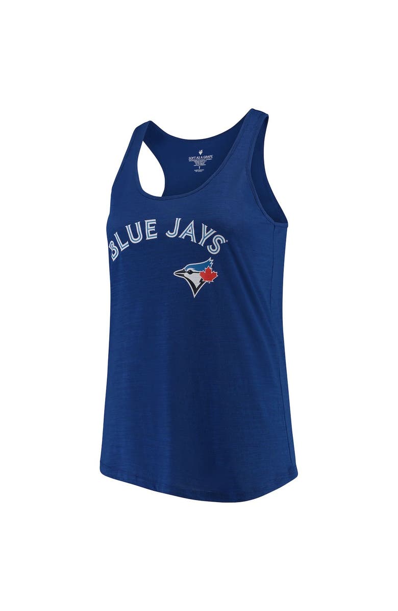 SOFT AS A GRAPE Women's Soft as a Grape Royal Toronto Blue Jays Plus Size Swing for the Fences Racerback Tank Top, Alternate, color, 