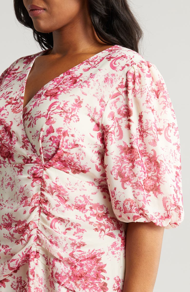 Chelsea28 Forget Me Not Floral Print Puff Sleeve Midi Dress, Alternate, color, 