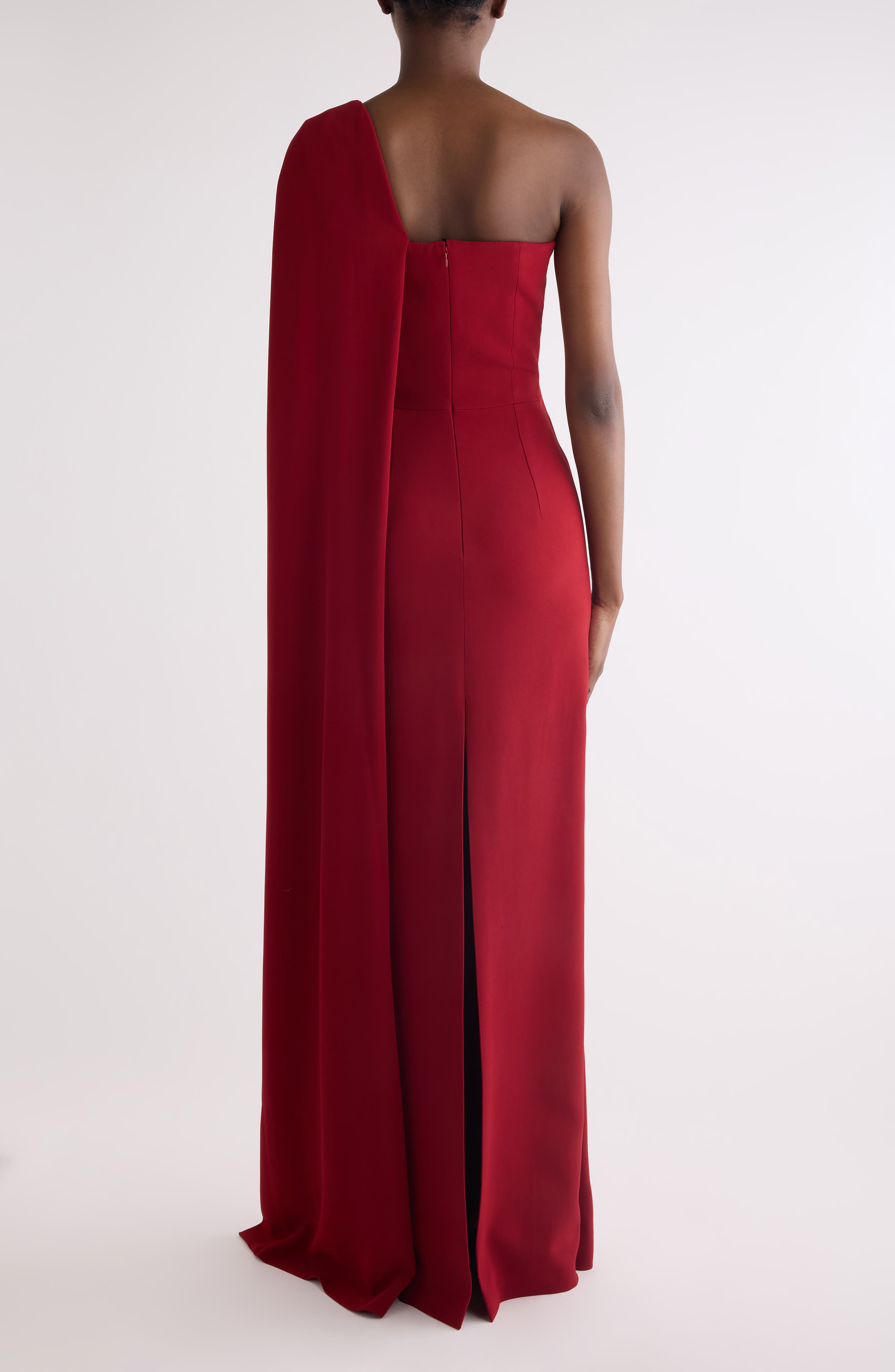 Asymmetric Draped Cady Cape Gown - image 2