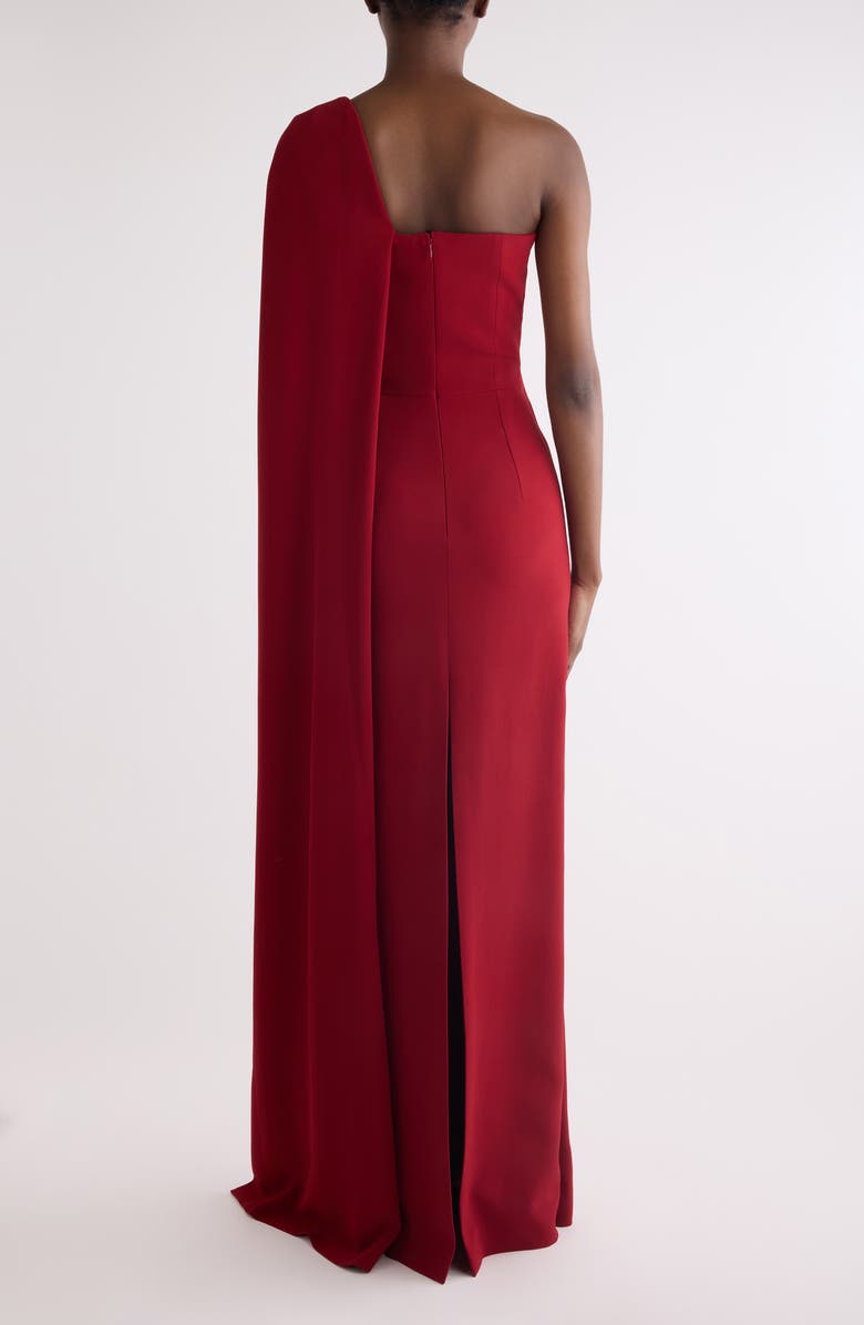 Givenchy Asymmetric Draped Cady Cape Gown, Alternate, color, Dark Red