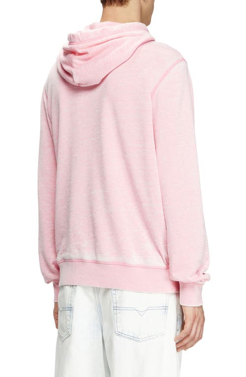 Diesel Burnout Hoodie With Metal-look Logo In Pink