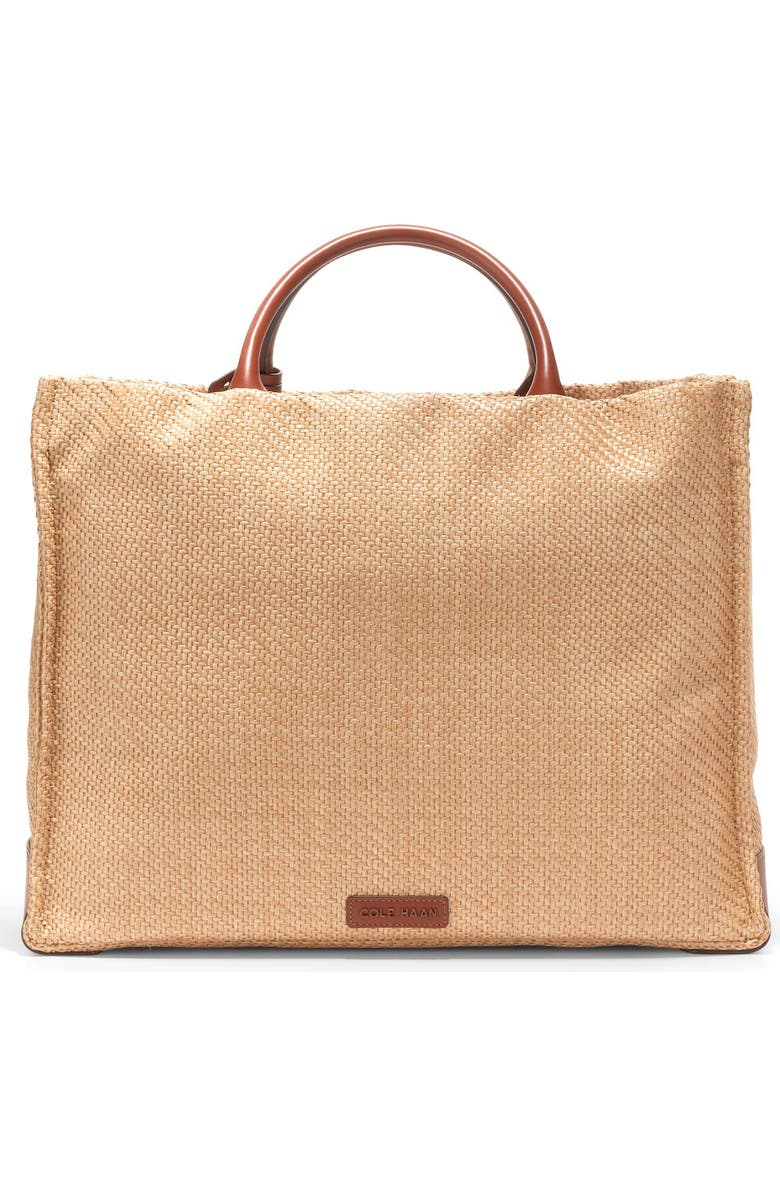Cole Haan Grand Ambition Mainline Straw & Leather Market Tote, Alternate, color,