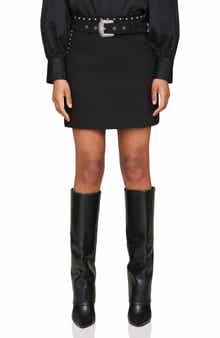 Avec Les Filles Belted Faux Suede Western Miniskirt