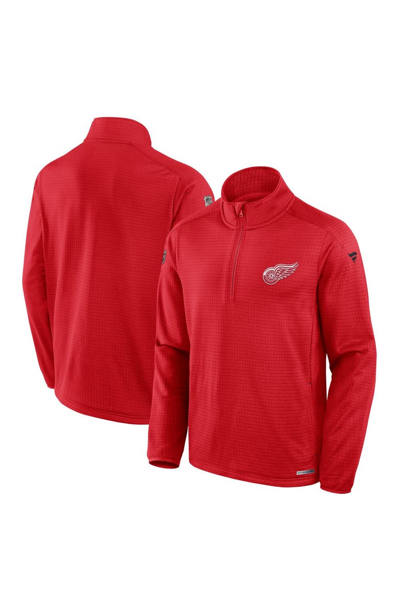 FANATICS Men's Fanatics Red Detroit Red Wings Authentic Pro Rink Quarter-Zip Top, Main, color, 