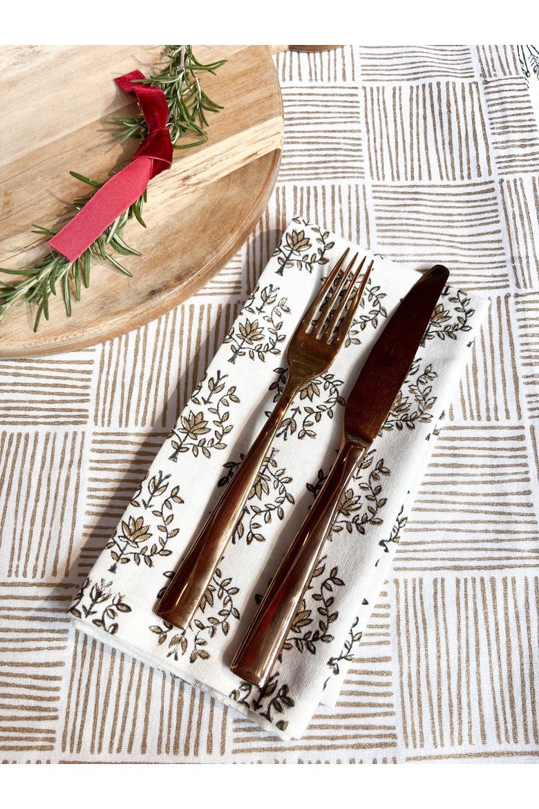 Lotus Napkins - Set of 4, Alternate, color, Black & Chai