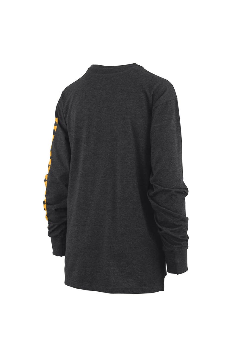 PRESSBOX Women's Pressbox Heathered Black Iowa Hawkeyes Two-Hit Canyon Long Sleeve T-Shirt, Alternate, color, Black