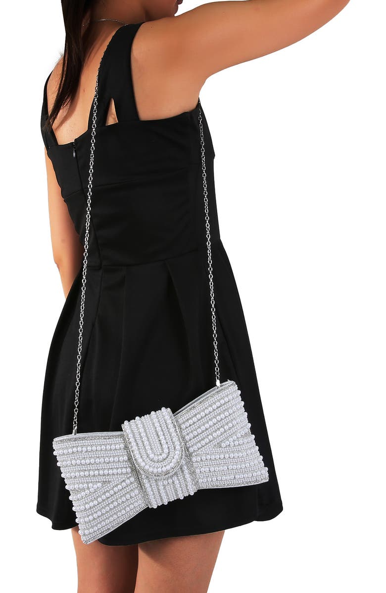 BERNESS Rhinestone Bow Clutch, Alternate, color, Pearl/ Beige