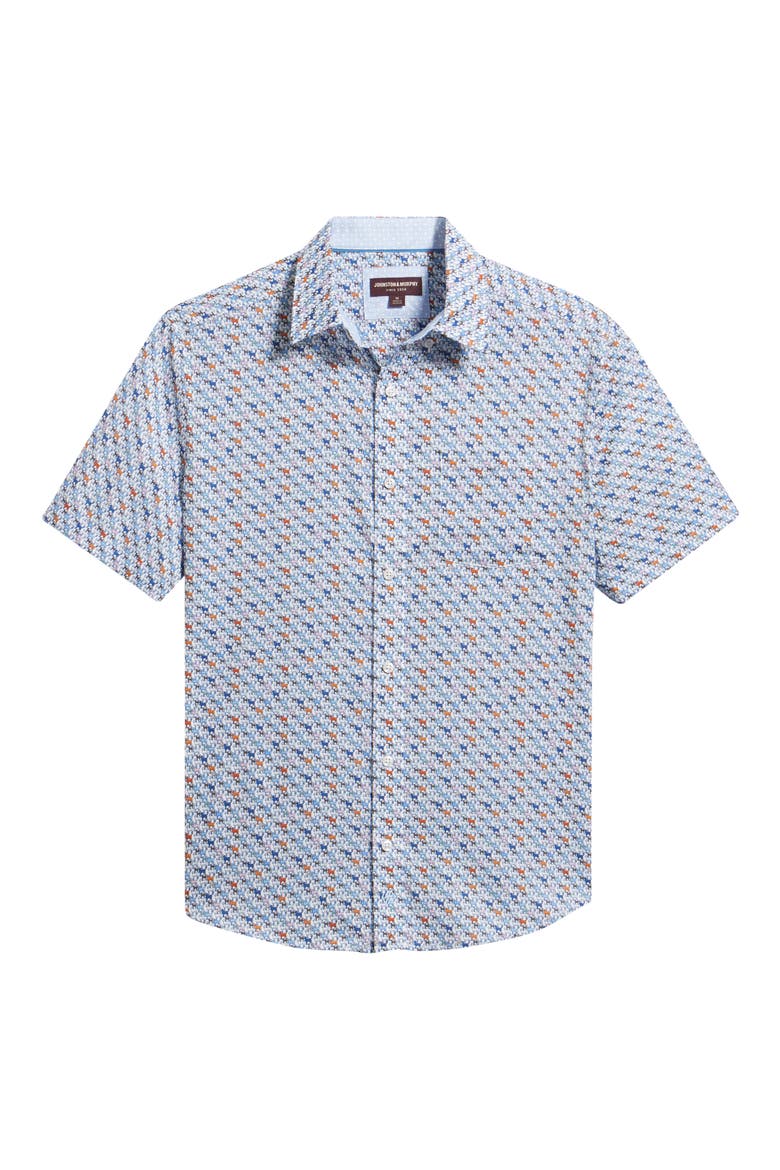 Logan Print Short Sleeve Button-Up Shirt, Alternate, color, WHITE MULTI MINI LAB