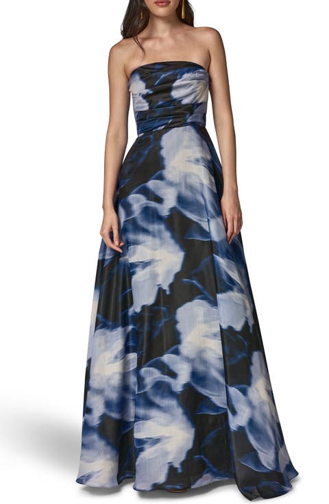 Floral Organza Strapless Gown