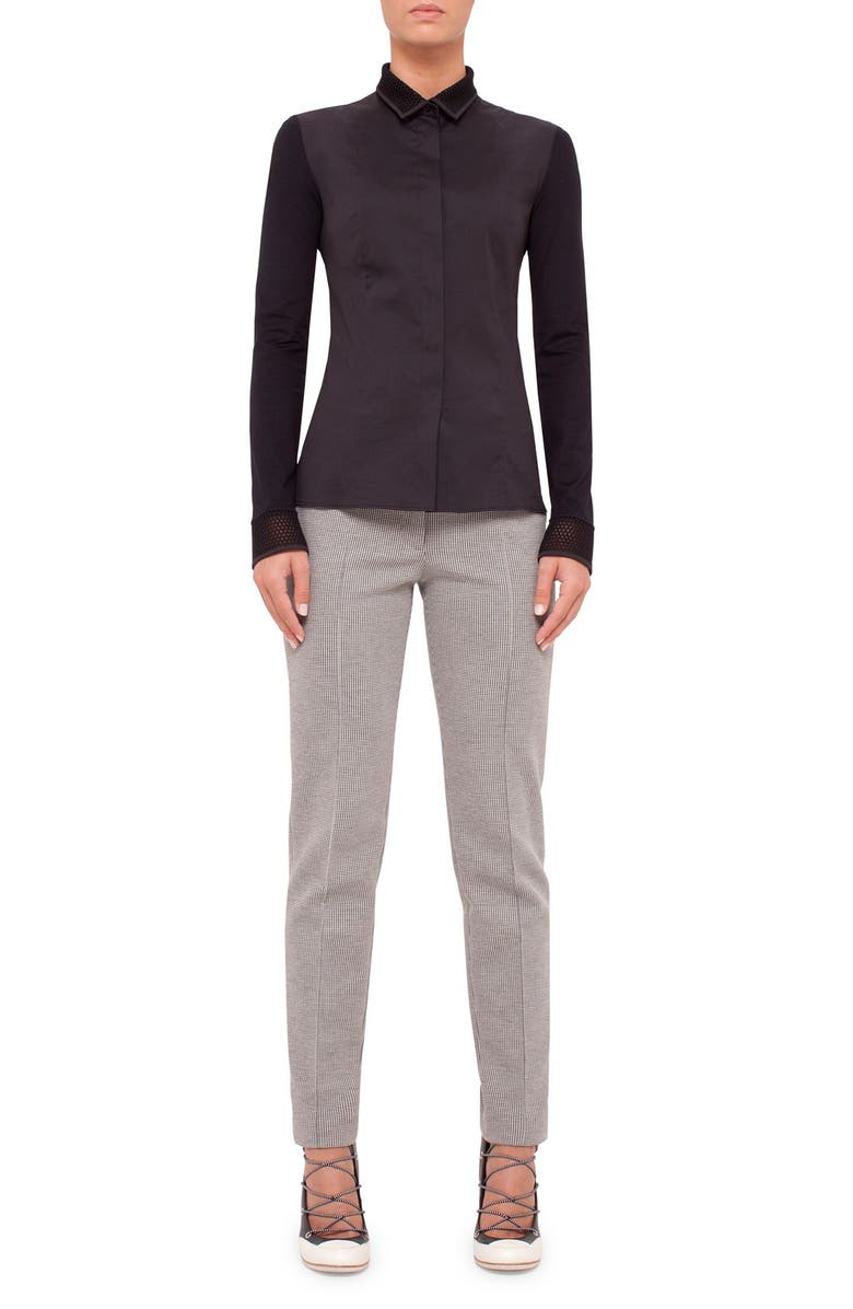 Akris punto Long Sleeve Stretch Cotton Jersey Blouse, Alternate, color,