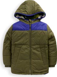 Mini Boden Kids' Quilted Waterproof Reversible Hooded Jacket