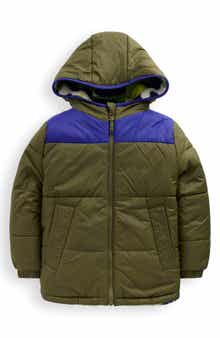 Mini Boden Kids' Quilted Waterproof Reversible Hooded Jacket