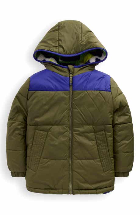 Mini Boden Kids' Quilted Waterproof Reversible Hooded Jacket