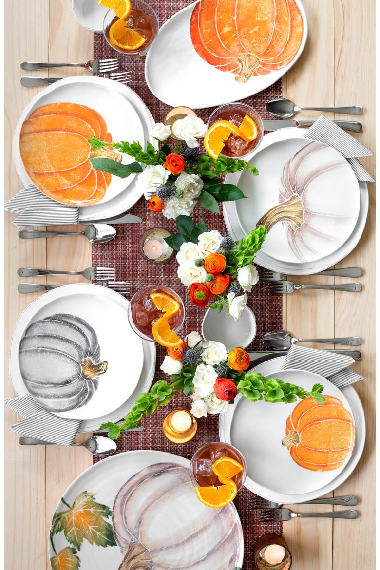 Pumpkins Set of 4 Assorted Plates, Alternate, color, WHITE