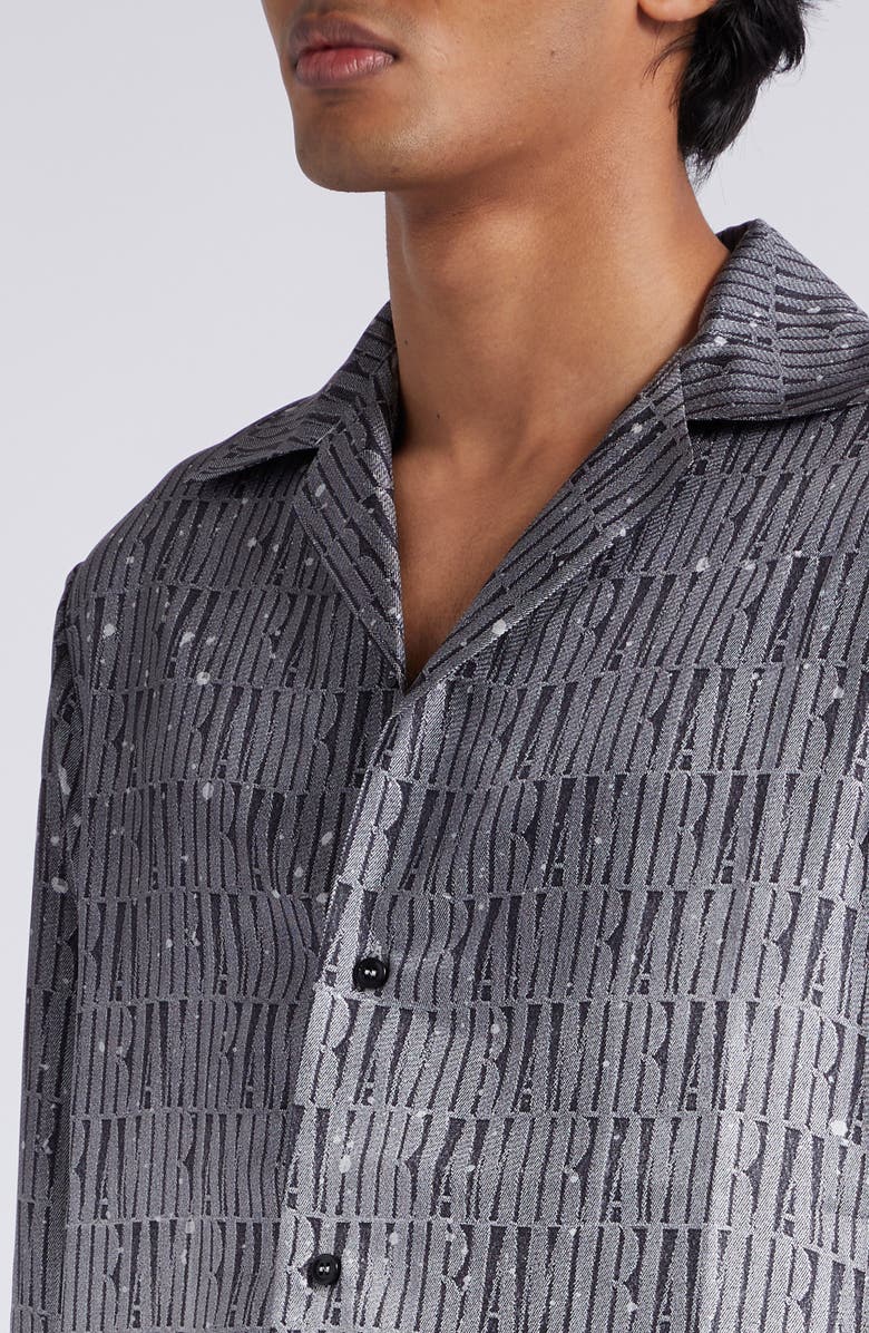 AMIRI Paint Splatter Gradient Logo Silk Twill Button-Up Shirt, Alternate, color, 