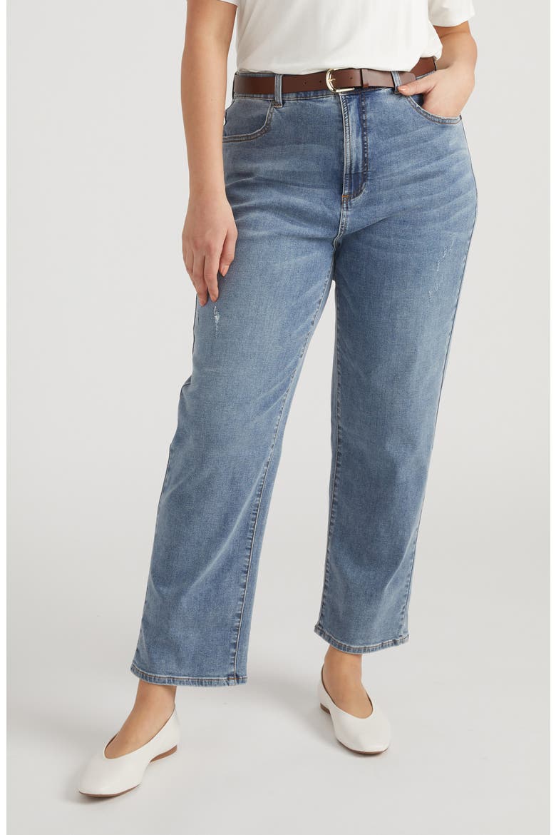 Ella Straight Leg Jeans, Main, color, DISTRESSED VINTAGE INDGO WASH