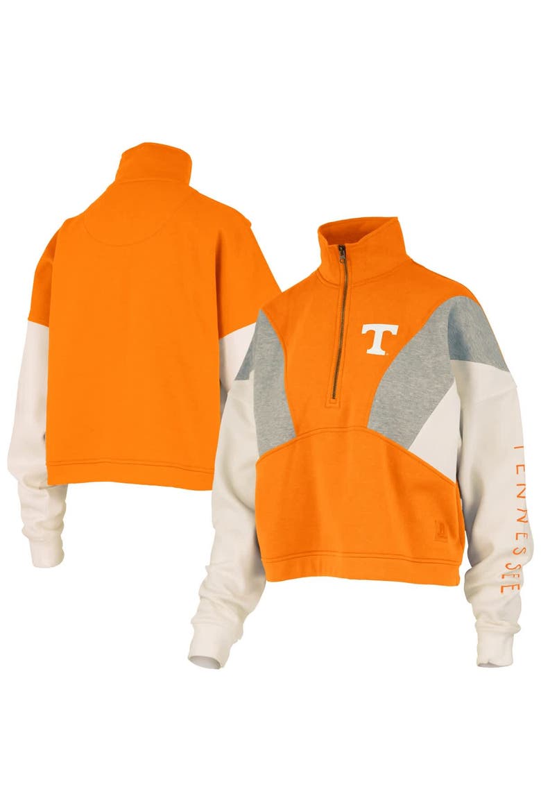 Women's Pressbox  Tennessee Orange Tennessee Volunteers Ferrara Color Block Quarter-Zip Sweatshirt, Main, color, Tennessee Orange