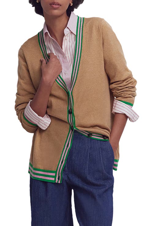 Longline Cotton & Cashmere V-Neck Cardigan