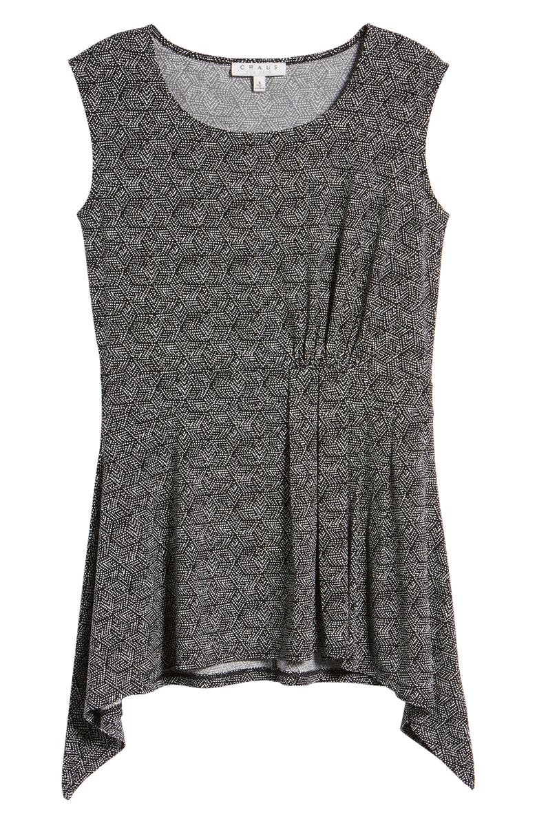 Chaus Dot Ruched Sharkbite Hem Top, Alternate, color,