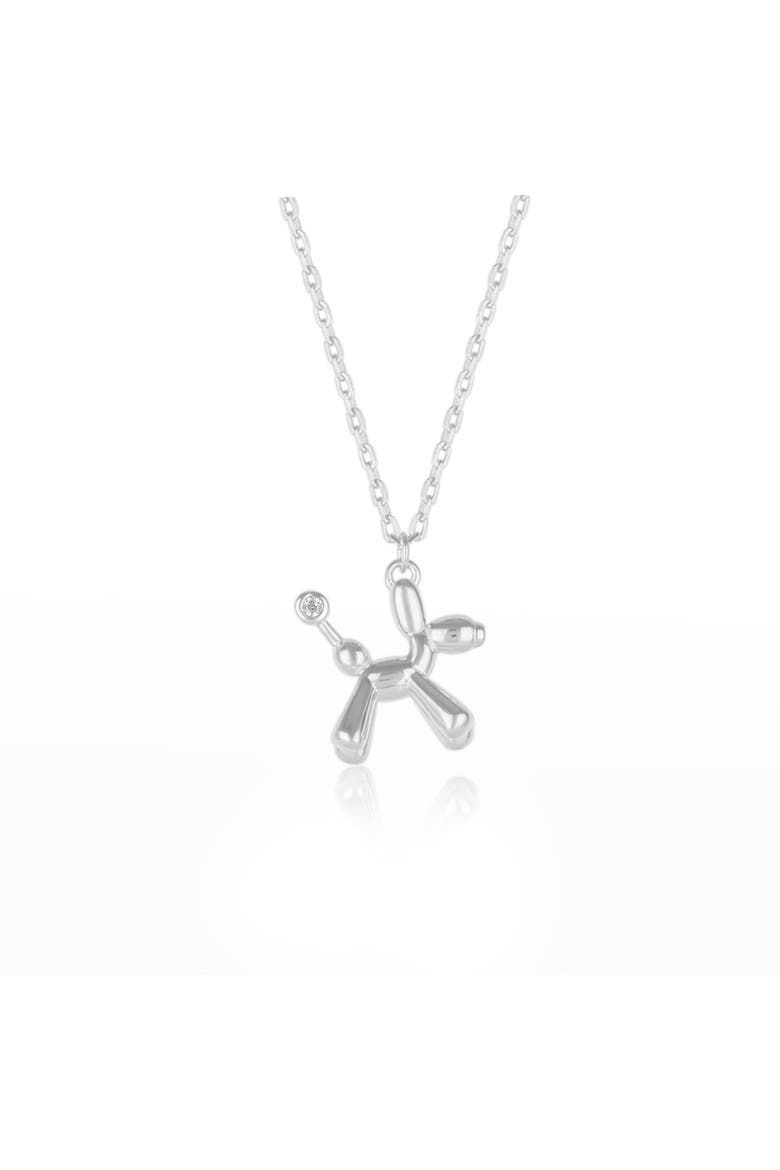 Balloon Dog Poodle Necklace In Sterling Silver, Main, color, Silver