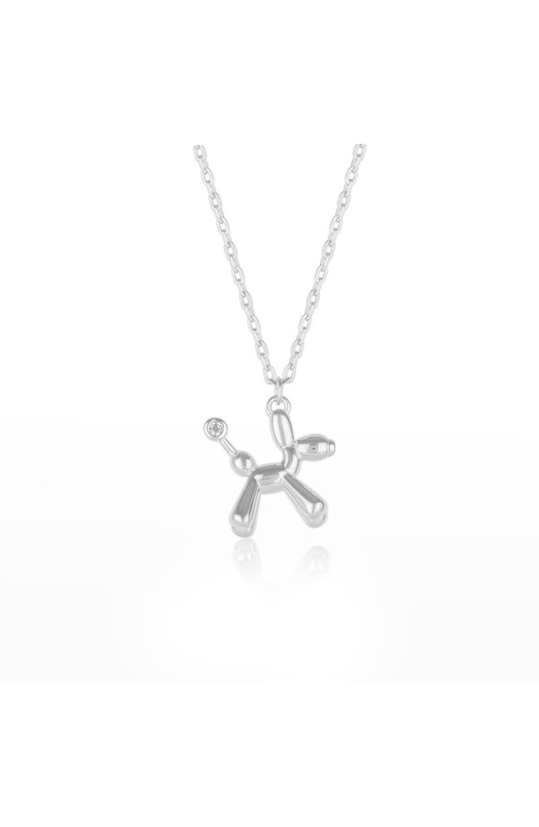 Spero London Balloon Dog Poodle Necklace In Sterling Silver, Main, color, Silver