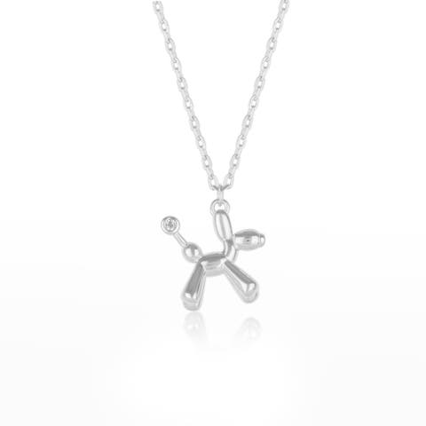 Balloon Dog Poodle Necklace In Sterling Silver