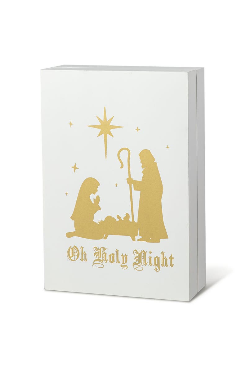 Glitzhome Lighted Wooden Christmas Nativity Advent Countdown Calendar Decor, Alternate, color, 