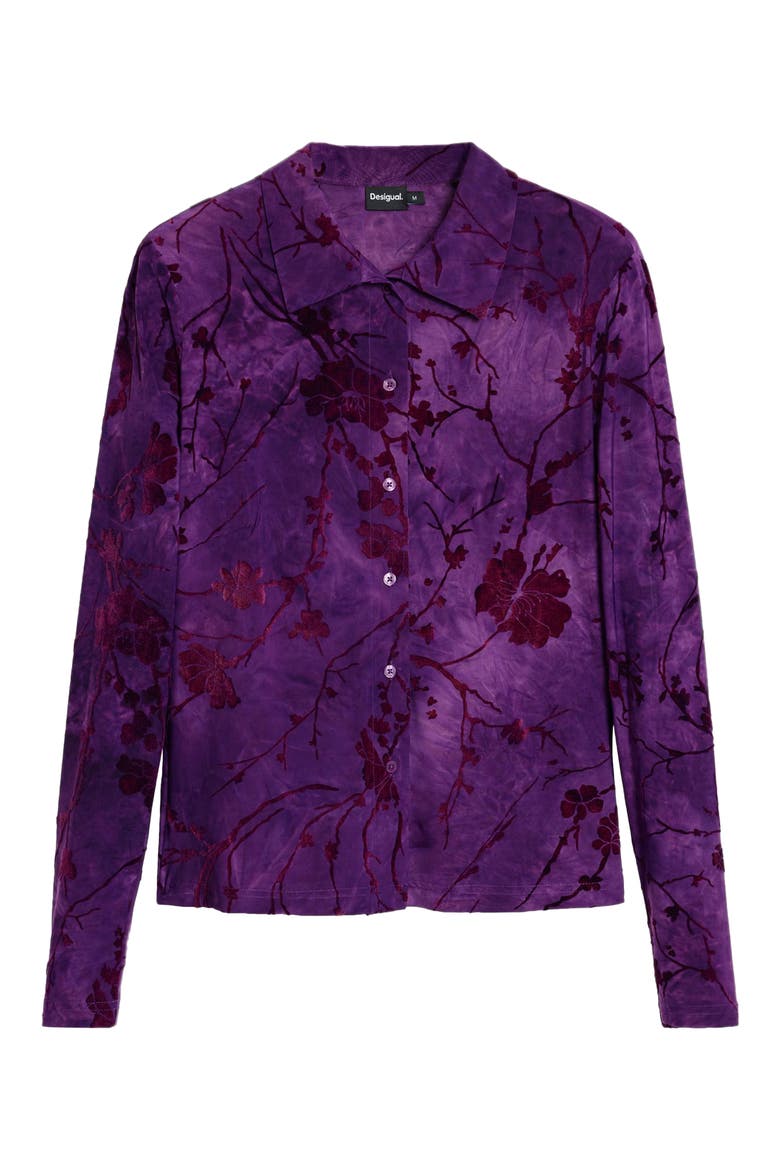 Floral Button-Up Shirt, Alternate, color, MEDIUM PURPLE