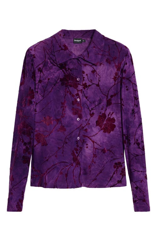 Desigual Floral Button-up Shirt In Purple