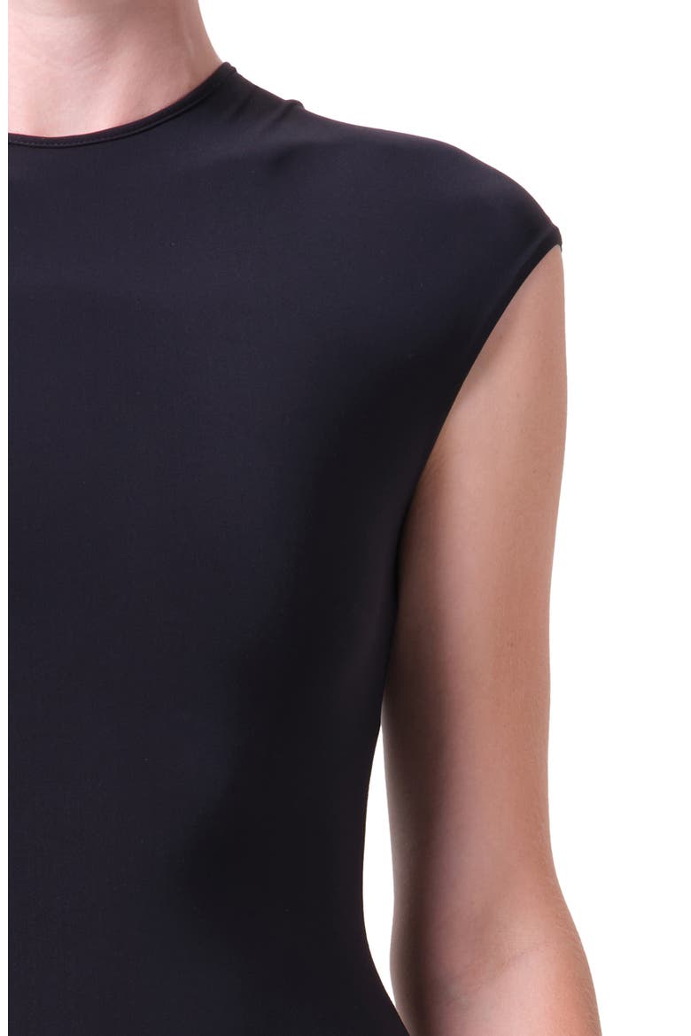 Agata Cap Sleeve Bodysuit, Alternate, color, BLACK