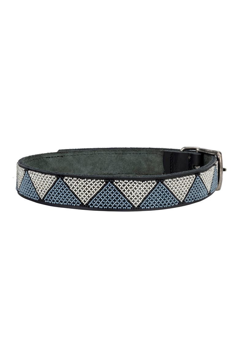 Beaded Leather Dog Collar, Main, color, SILVER CELESTIAL