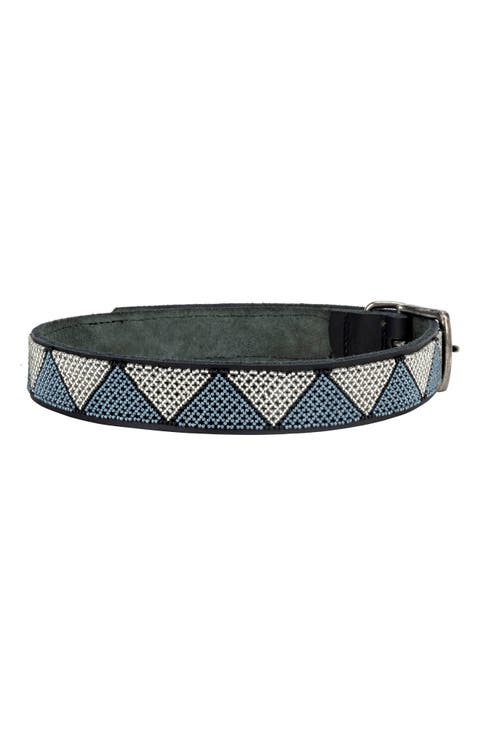 Beaded Leather Dog Collar