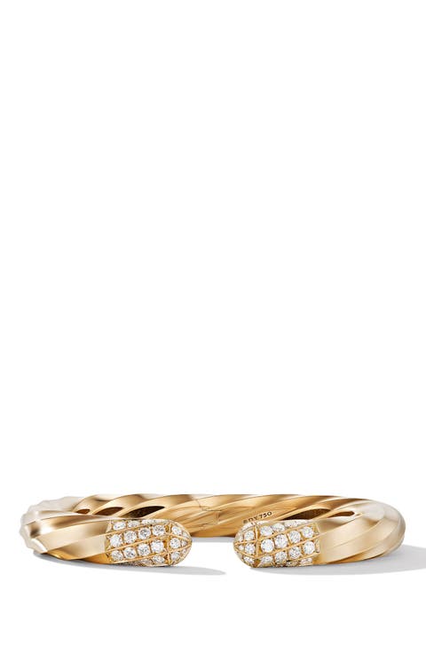 Cable Edge® Bracelet in 18K Yellow Gold with Diamonds, 9mm