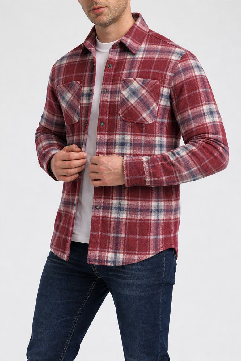 Micro Bonded Plaid Fleece Jacket, Alternate, color, Red