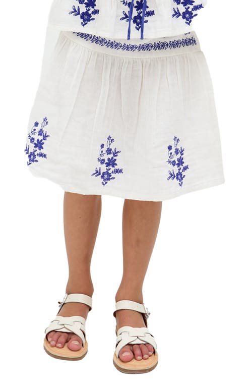 Raffya Kids Ally Paneled Waist Embroidered Skirt In White