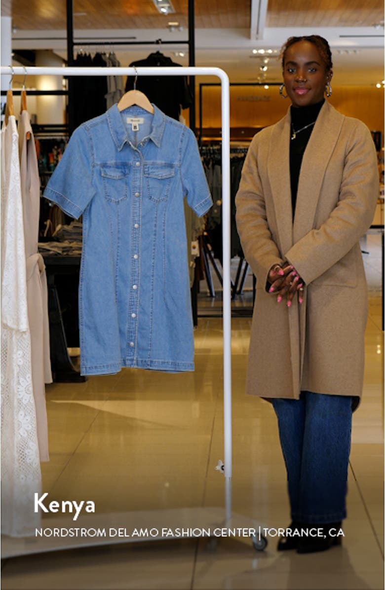 Seamed Denim Mini Shirtdress, sales video thumbnail