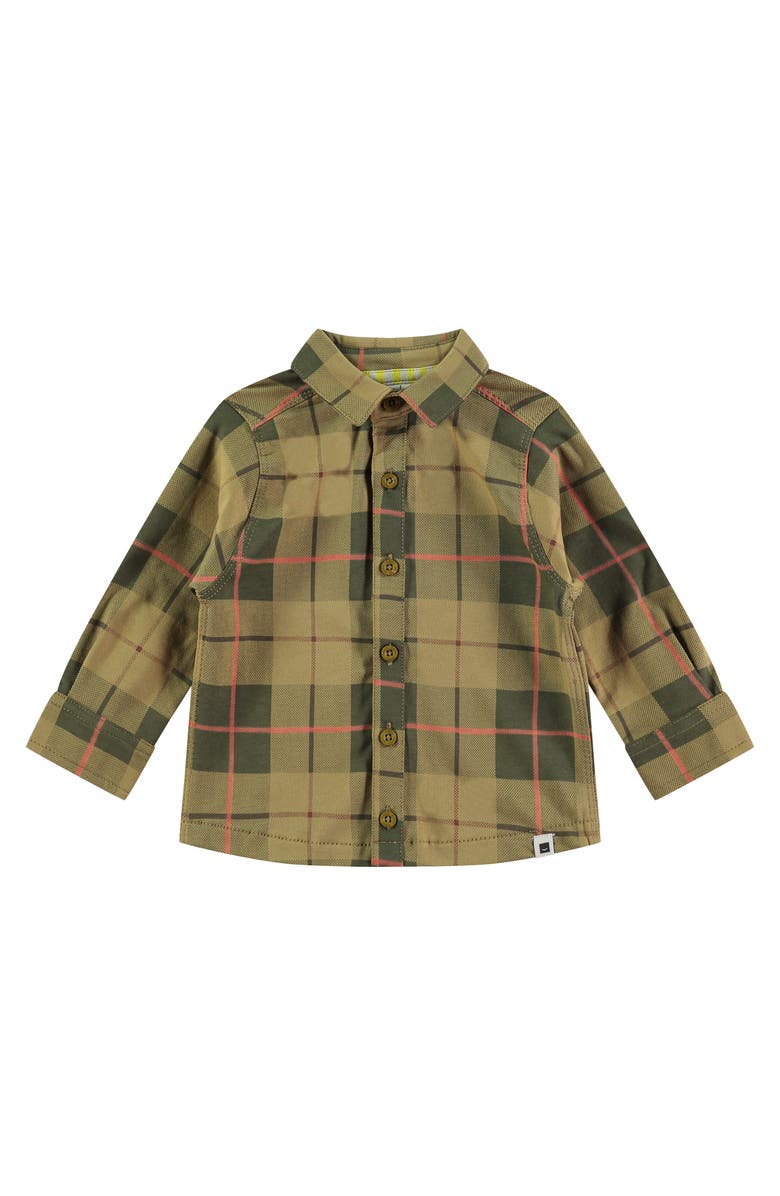 BABYFACE Plaid Button Up Shirt, Main, color, Kiwi