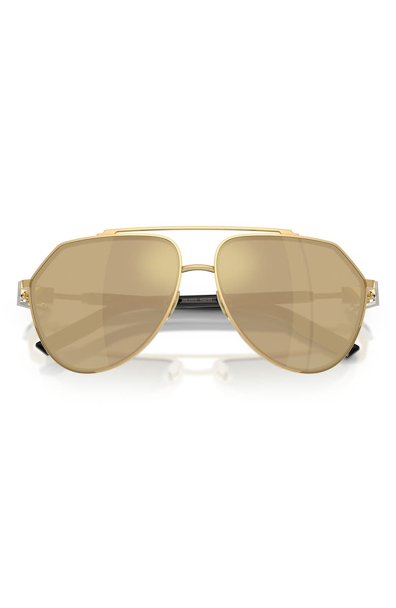 Dolce&Gabbana 62mm Oversize Pilot Sunglasses, Alternate, color, Gold / Clear Yellow Gold