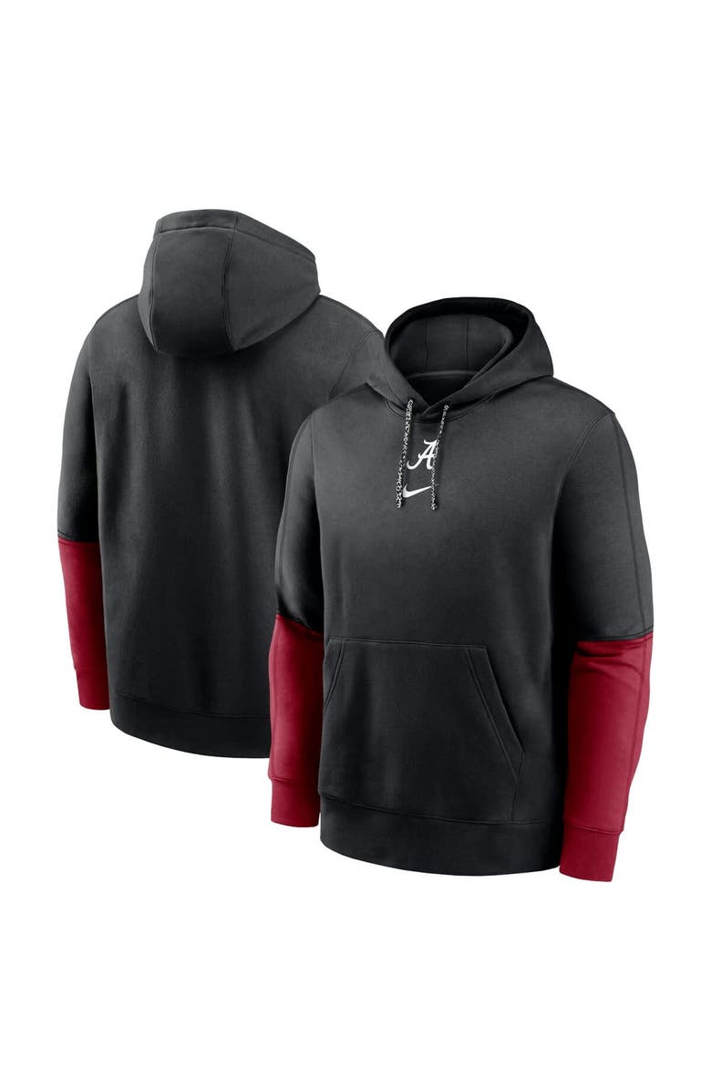 Nike Men's Nike Black/Crimson Alabama Crimson Tide 2024 Sideline Club Pullover Hoodie, Main, color, 