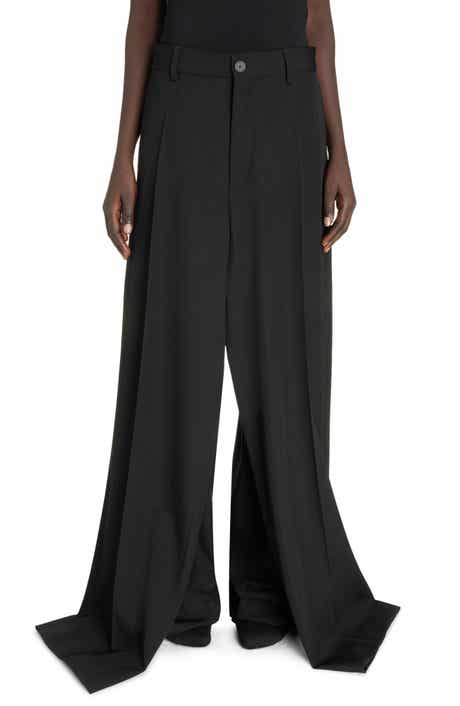 Balenciaga Double Front Wide Leg Wool Trousers