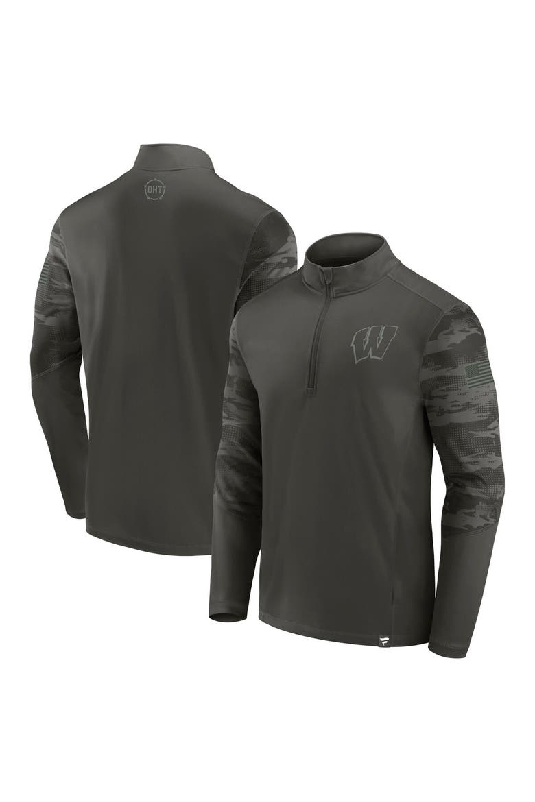 Men's Fanatics Branded Black Wisconsin Badgers OHT Military Appreciation Guardian Quarter-Zip Top, Main, color, Black