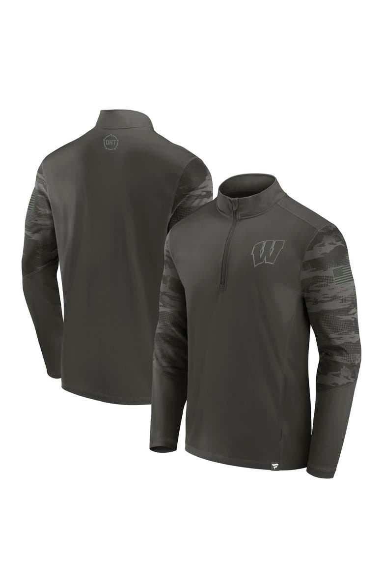 FANATICS Men's Fanatics Branded Black Wisconsin Badgers OHT Military Appreciation Guardian Quarter-Zip Top, Main, color, Black