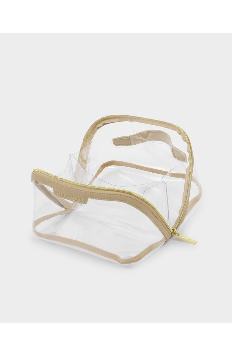 Katie Loxton Medium Clear Makeup and Toiletry Bag in Light Taupe, Alternate, color, Light Taupe