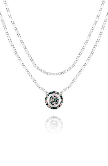 Vince Camuto Crystal Pendant Set Of 2 Chain Necklaces In Silver Tone