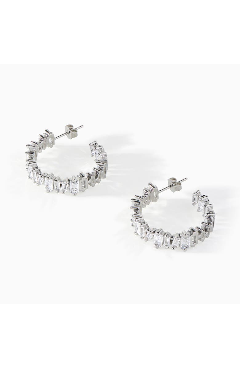 Ora Ana The Clarity Hoop Earrings, Alternate, color, Silver/White Cz