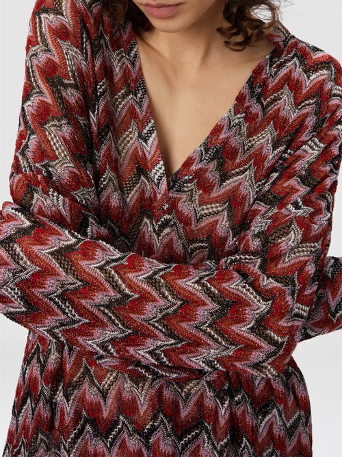 Missoni Oversized Blouse With Mandarin Collar And V-neck In Red