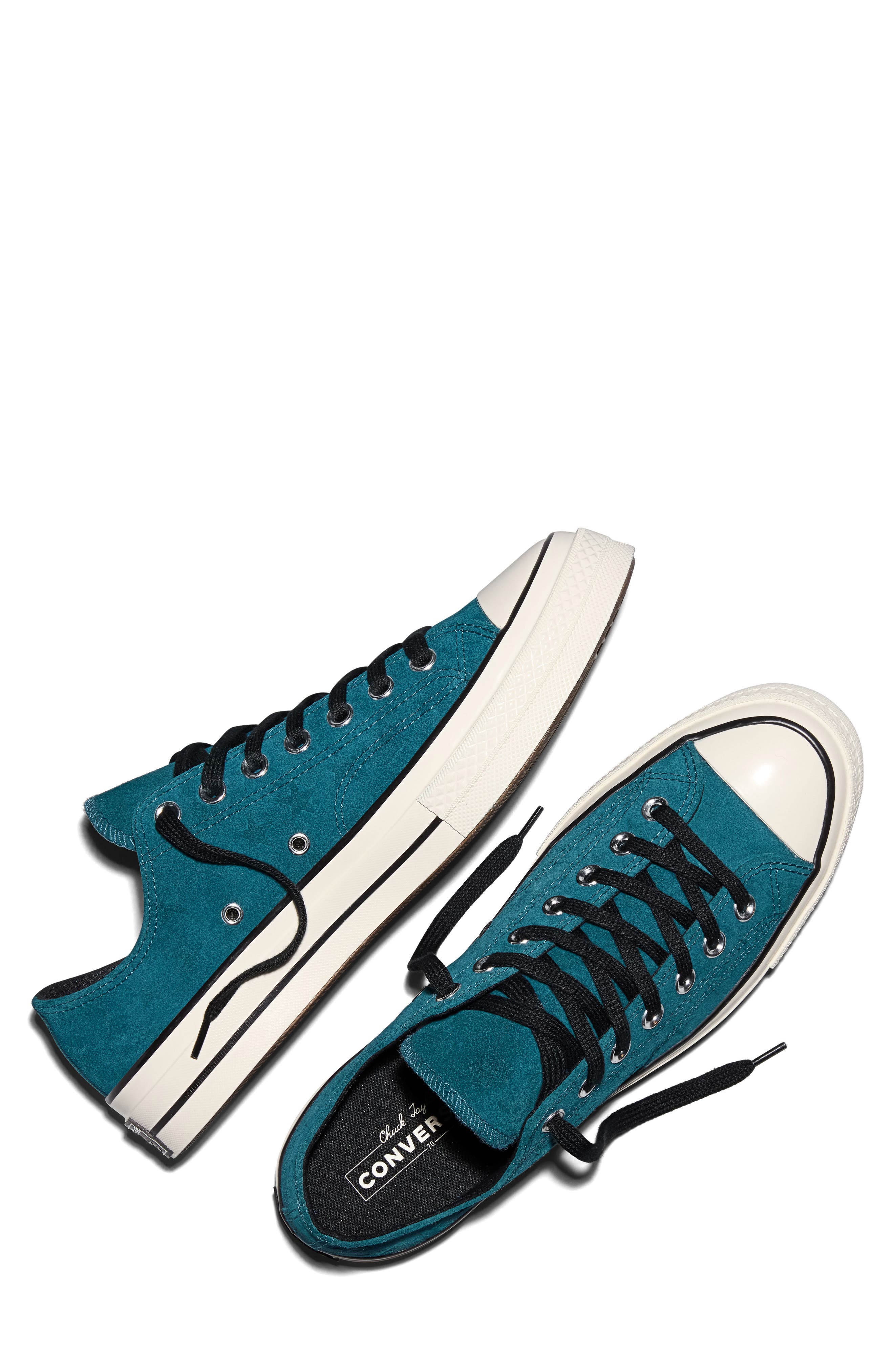 Converse Gender Inclusive Chuck 70 Stars Suede Low Top Sneaker, Alternate, color, Murky Waters/ Egret/ Black