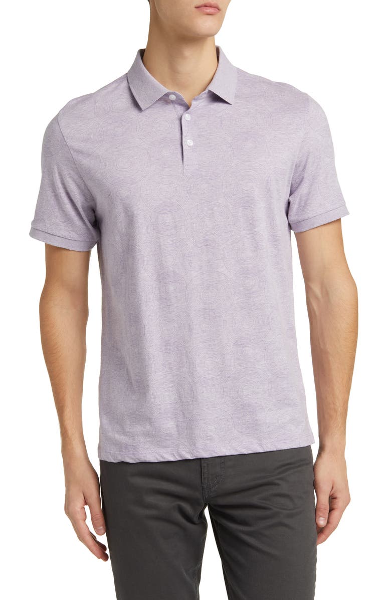 Robert Barakett Twain Medallion Print Polo, Main, color, Purple